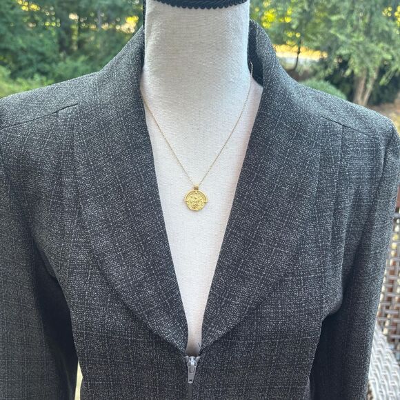 Vintage 1990s Harve Benard Blazer | Gray Zip Up Minimalist Workwear Size 8 - Picture 10 of 14